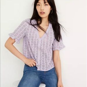 Madwell Eyelet Village Ruffle-Sleeve Shirt